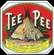 Tee Pee cigar box label